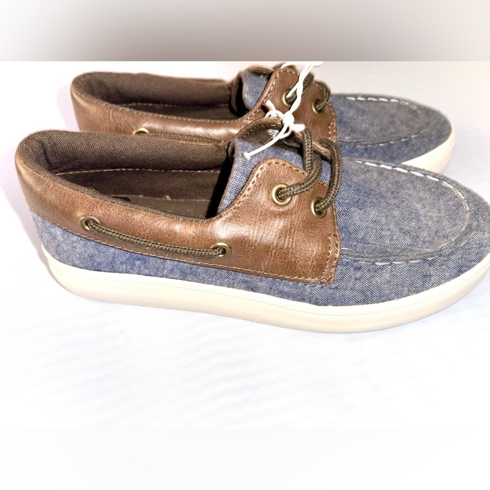 Denim Loafers for boy (size1) Child/ little Boy-New/never worn Blue Jean & Brown